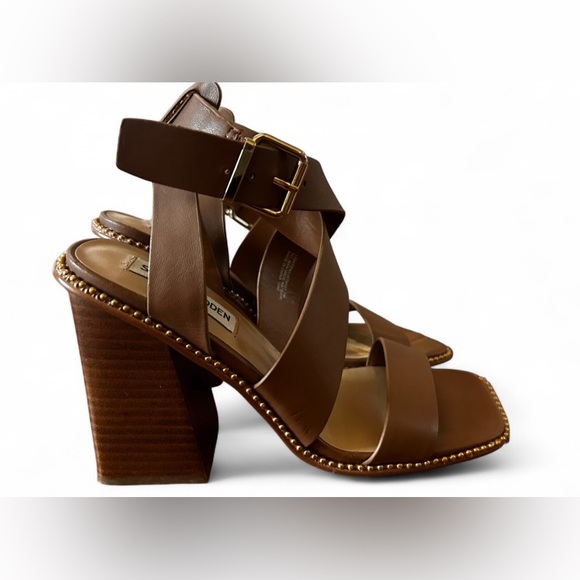 Steve Madden Shoes - Steve Madden Brown Strappy Square Toes Heeled Sandals Size 7